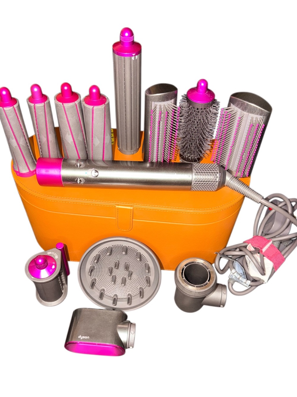 Dyson Airwrap Styler Pink & Silver Multi-Attachment Styler with Tan Carry Case